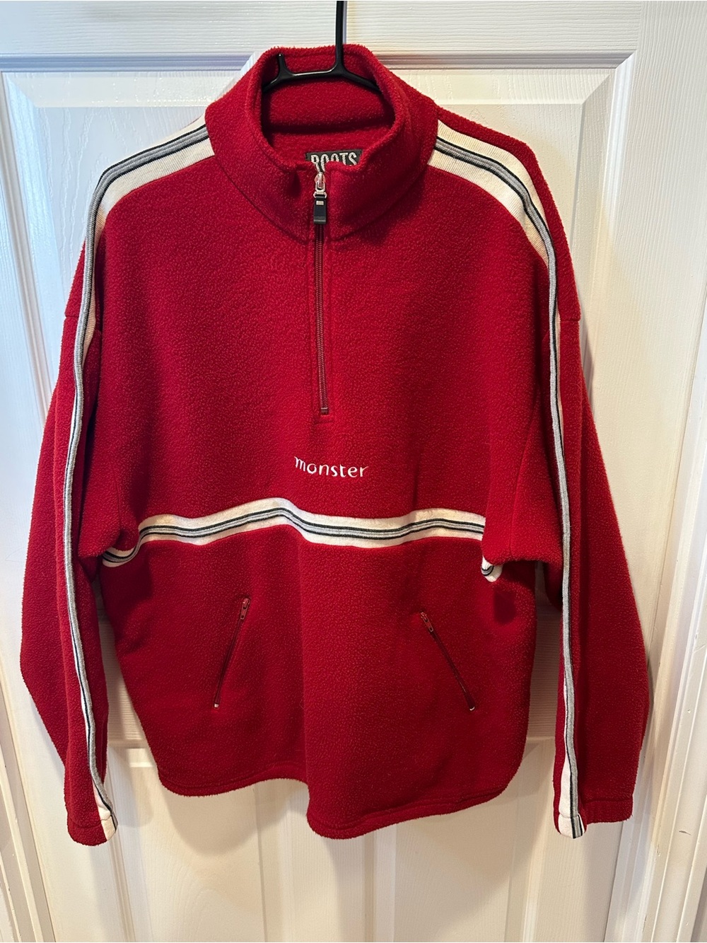 Vintage Roots Athletics Fleece Quarter-Zip Pullover - Red (Size L)